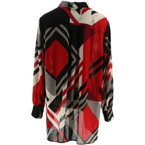 Dennis Basso Printed Woven Button-Front Big Shirt - Picture 4 of 5